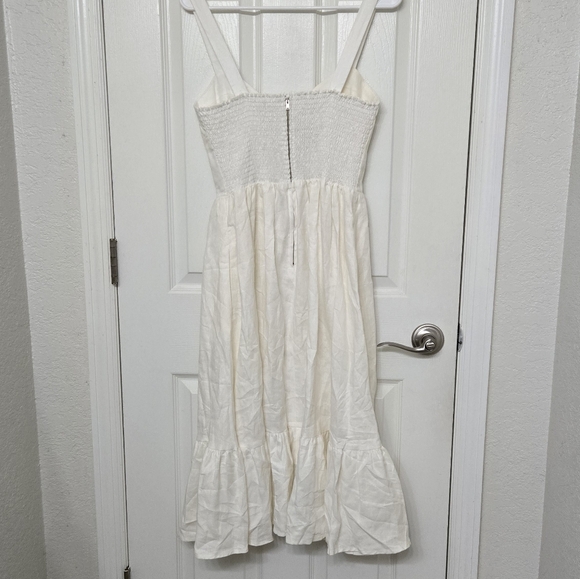 Reformation Dolci 100% Linen White Corset Dress Ruffle Hem Sleeveless Midi 4 - Picture 8 of 13